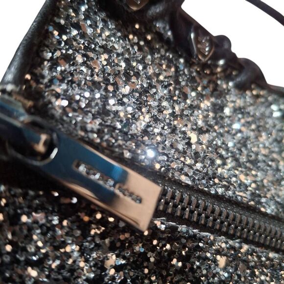 Michael Kors Silver Glitter Combat Boots Women’s 9 Platform Lug Sole Side Zip - Picture 4 of 9